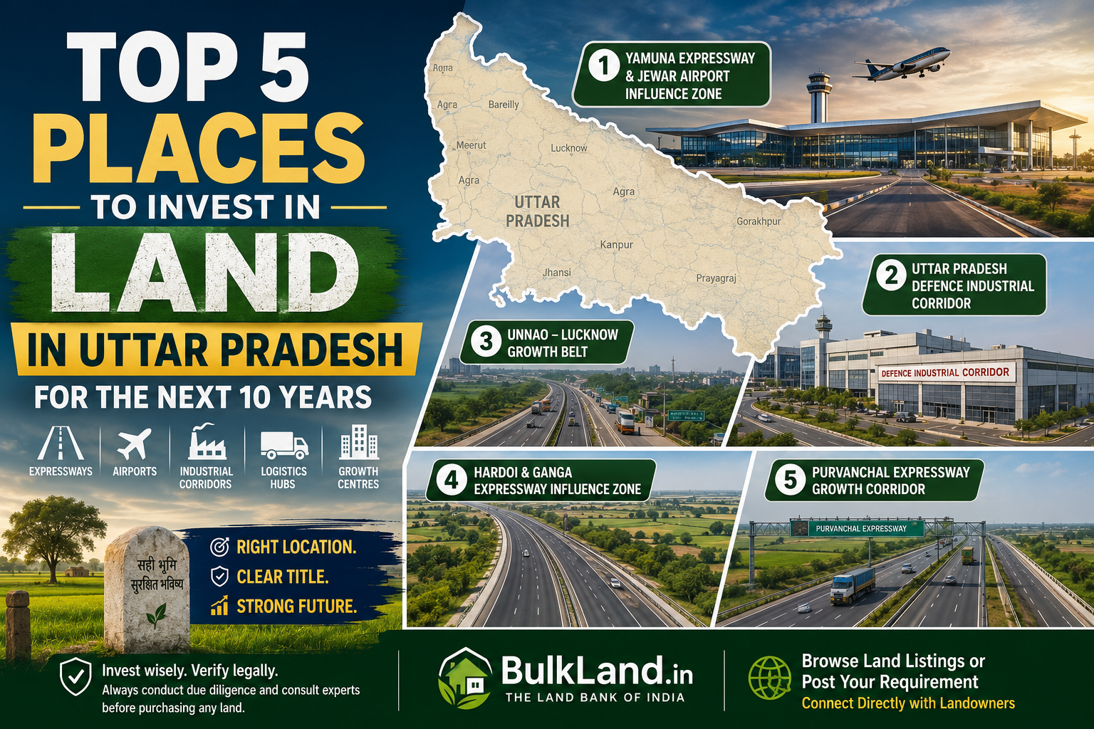 Top 5 Places to Invest in Land in Uttar Pradesh for the Next 10 Years