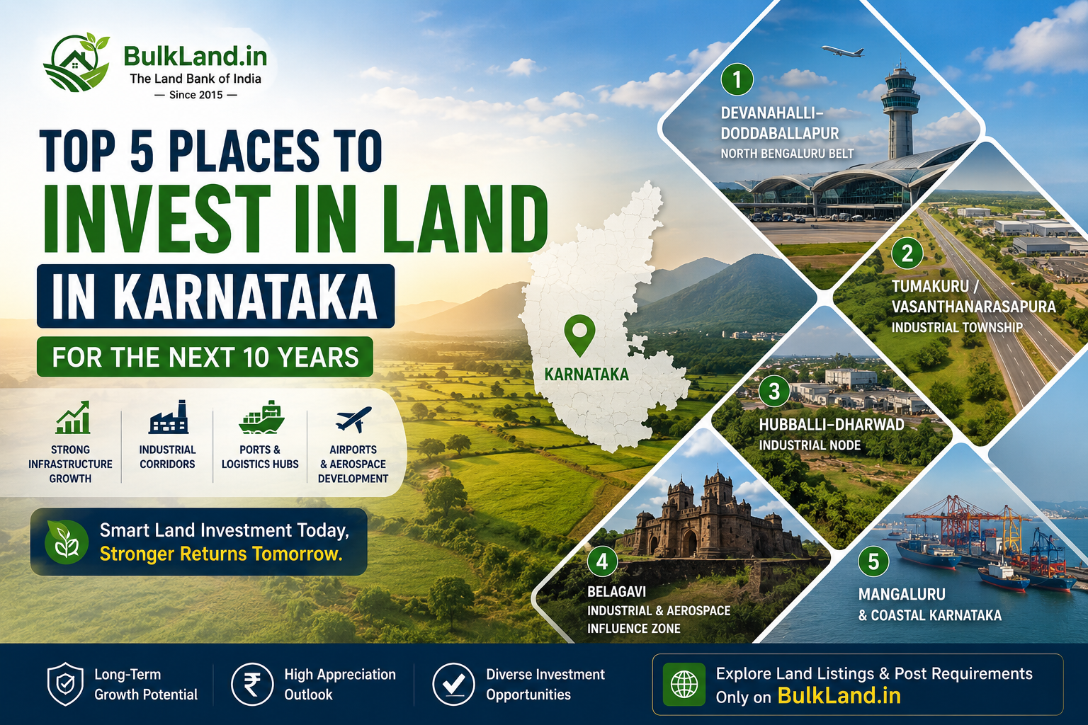 Top 5 Places to Invest in Land in Karnataka for the Next 10 Years