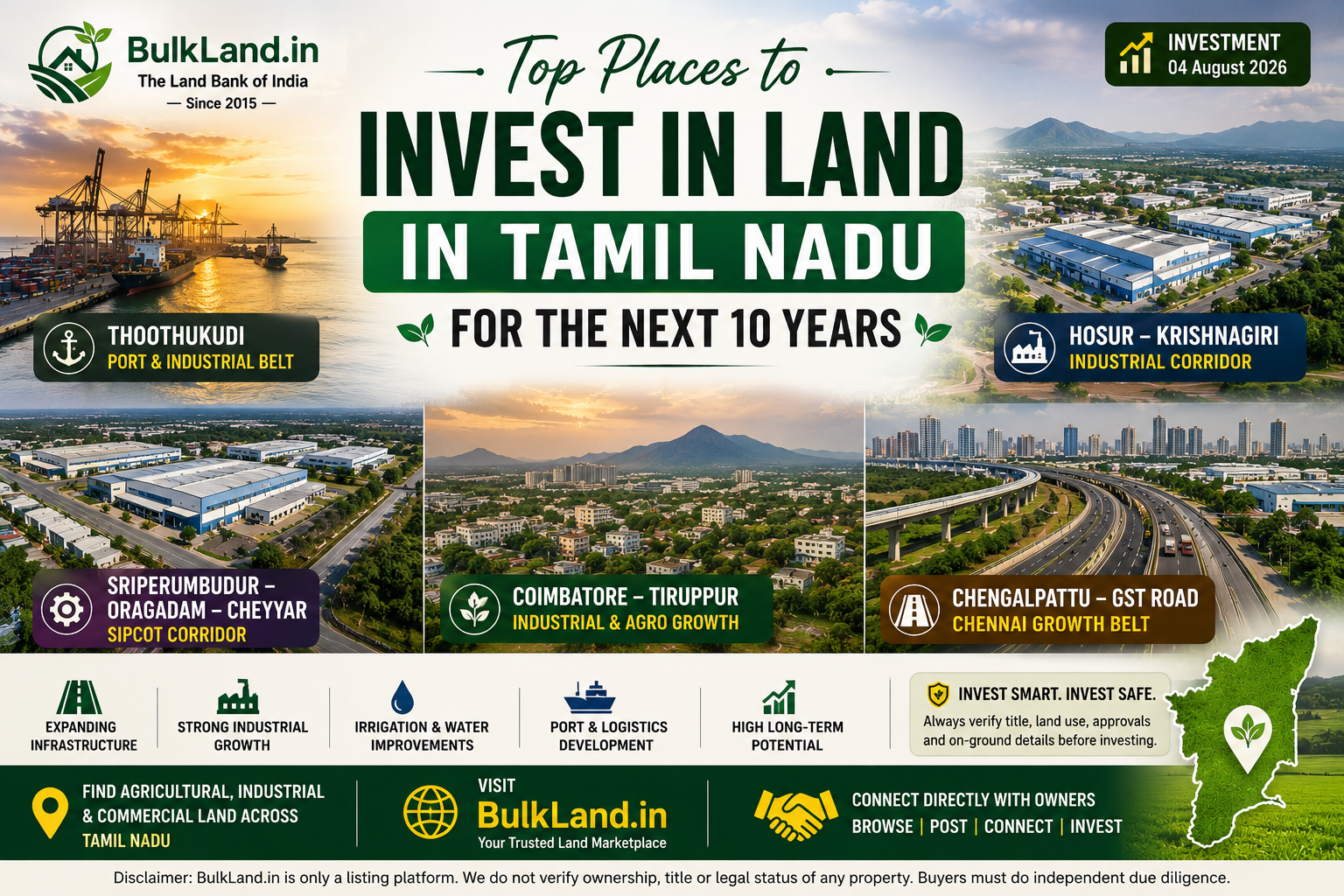 Top 5 Places to Invest in Land in Tamil Nadu for the Next 10 Years