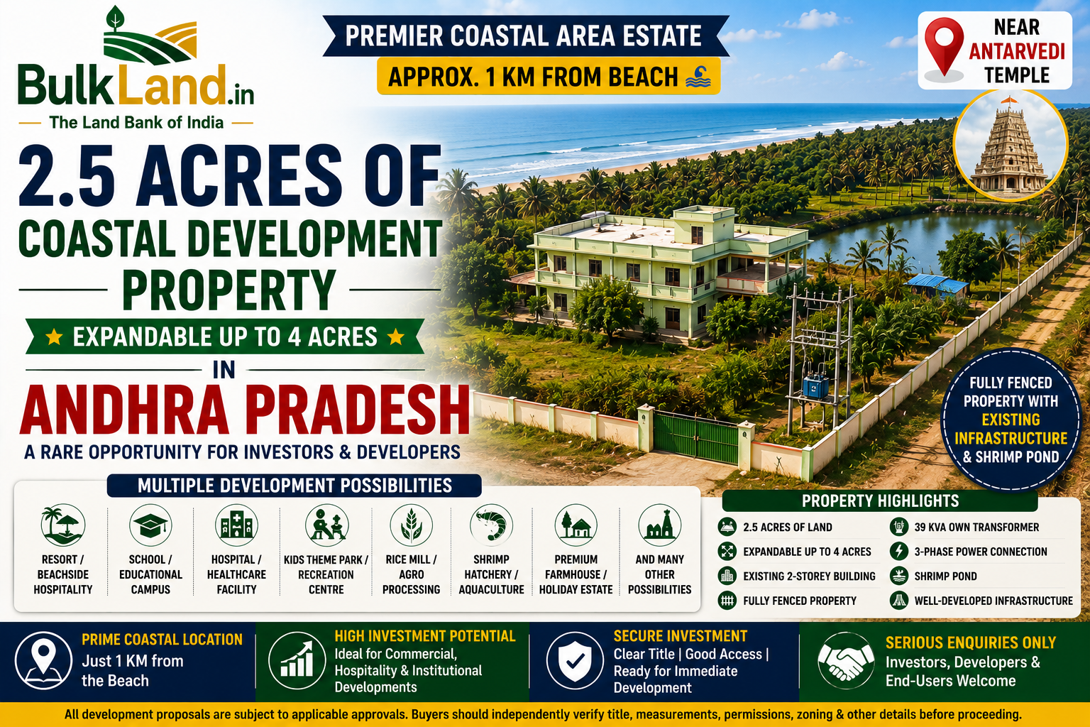 2.5 acres of Premier Coastal Development Estate Near Antarvedi, Andhra Pradesh